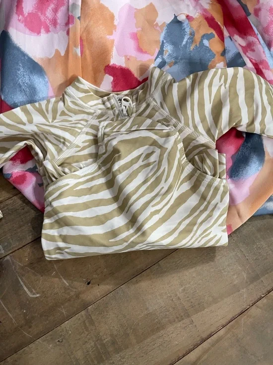 $60 Rylee + Cru Rashguard Zebra Swimsuit - Picture 2 of 4